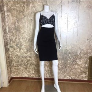 Black Lace Cut Out Dress